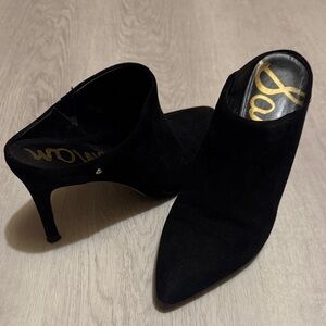 Sam Edelman Oran Black Suede Heel Mules